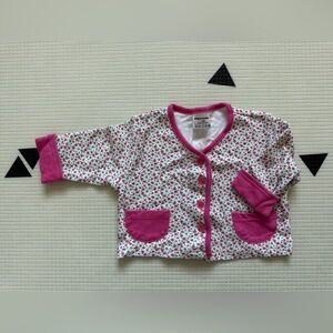 Kentax|Baby girl vintage cardigan,pink ditsy florals,100% cotton pink trim•boho